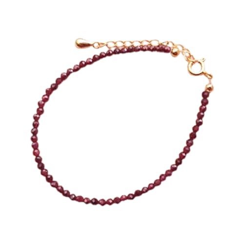 Granat, 2,5 mm, runde Perlenform, facettiert, geschliffen, 17,8 cm, verstellbarer vergoldeter Verschluss, Armband für Männer und Frauen | LK_STACK_03338 von LKBEADS