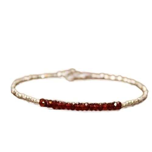 Granat, 3 mm, Rondellform, facettierte Perlen, 17,8 cm, versilberter Verschluss, Armband für Männer und Frauen | LK_STACK_03146 von LKBEADS