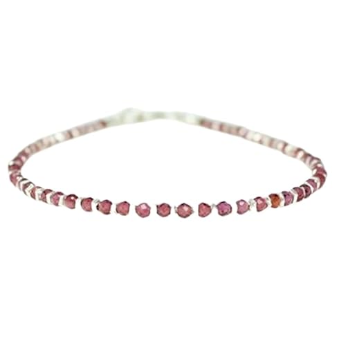 Granatperlen, rund, 3 mm, facettiert, geschliffen, 17,8 cm, versilberter Verschluss, Armband für Männer und Frauen | LK_STACK_03285 von LKBEADS
