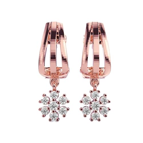 Hängende Ohrringe aus 925er Sterlingsilber mit Blumenmotiv | Rosévergoldung | Anzahl der Steine: 14 | Edelsteingröße: 0,01–0,07 mm | Gewicht: 0,46 Karat | Form: rund | 4,832 Gramm | R_00243 von LKBEADS