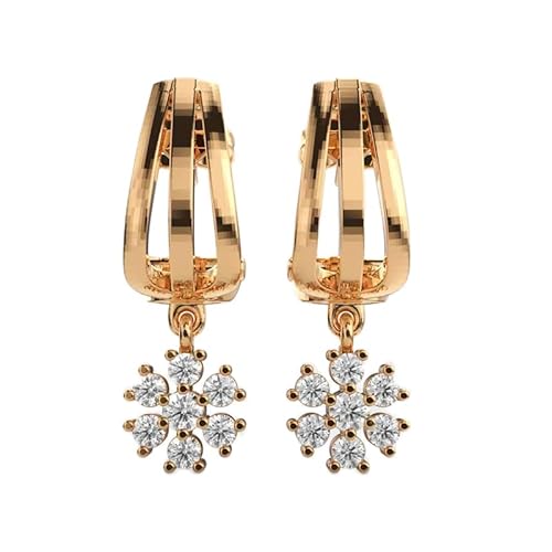 Hängende Ohrringe aus 925er Sterlingsilber mit Blumenmotiv | Vergoldung | Anzahl der Steine: 14 | Edelsteingröße: 0,01–0,07 mm | Gewicht: 0,46 Karat | Form: rund | 4,832 Gramm | G_00243 von LKBEADS