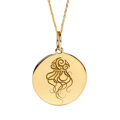 Halskette aus 925er Sterlingsilber, 22–24 mm, 45,7 cm lange Kette, Quallen-Halskette, Quallen-Anhänger, zierlicher Quallen-Anhänger, Quallen-Schmuck, handgefertigter Schmuck mit Vergoldung, L_02127 von LKBEADS