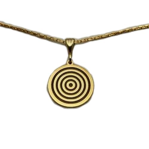 Halskette aus 925er Sterlingsilber, 22 mm, 45,7 cm Kette, geometrische Kreise, gravierter Kreisanhänger, winziger Ring, abstrakter Ehemann, Vergoldung, handgefertigt, L_01782 von LKBEADS