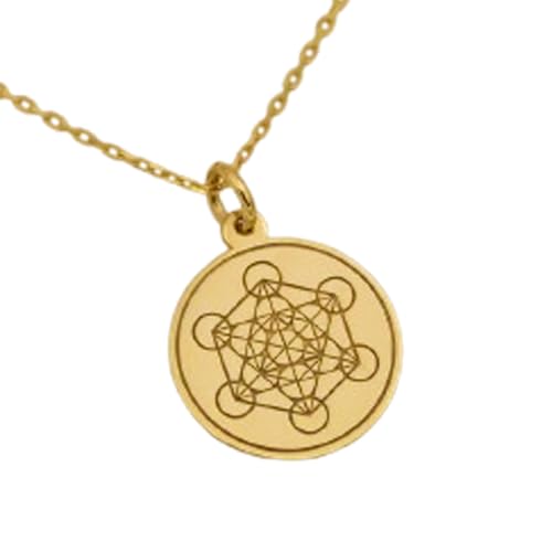 Halskette aus 925er Sterlingsilber, 22 mm | 18 Zoll Kette | Metatron-Halskette – Metatrons Würfelanhänger – zierlicher spiritueller Schmuck – für ihn | vergoldeter handgefertigter Schmuck | L_01845 von LKBEADS
