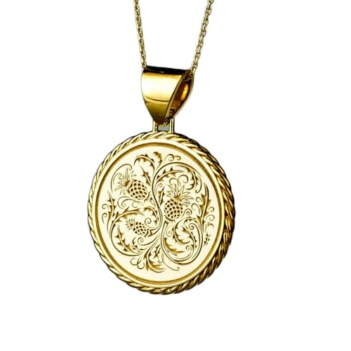 Halskette aus 925er Sterlingsilber, 22 mm | 18 Zoll Kette | Thors Hammer Mjölnir Runenseilanhänger | Wikingergott-Anhänger | Mythologie für ihn | Wikingerschmuck | Vergoldung, handgefertigt | 00326 von LKBEADS