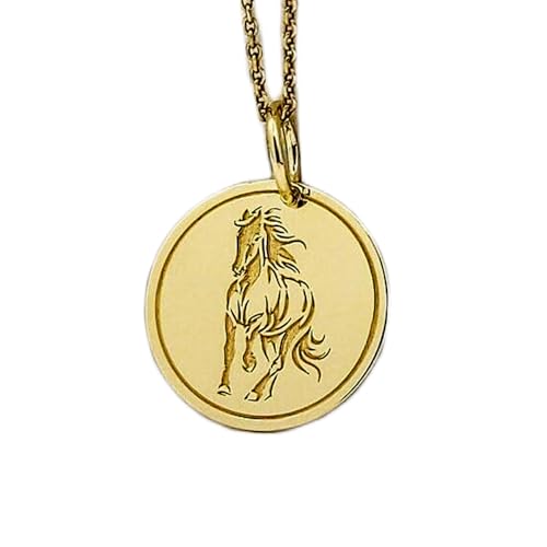 Halskette aus 925er Sterlingsilber, 28 mm, 45,7 cm lange Kette, vergoldeter Anhänger mit Reitpferd, zierlicher Pferdeschmuck, Anhänger mit Reitpferd, Pferdeliebhaber, handgefertigt, vergoldet, 00226 von LKBEADS