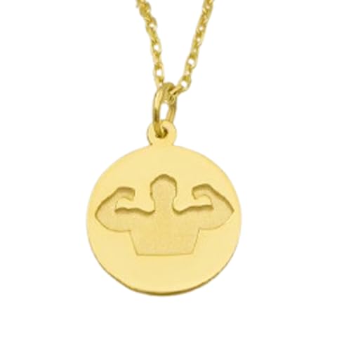 Halskette aus 925er Sterlingsilber| 22 mm 18-Zoll-Kette Bodybuilder-Anhänger – Fitness Männer Gewichtheber-Halskette Fitnessstudio-Anhänger Einzigartig Sportler Vergoldung| handgefertigt L_01903 von LKBEADS