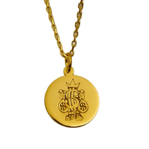 Halskette aus 925er Sterlingsilber| 22 mm 18-Zoll-Kette Dollarzeichen-Halskette – Symbol Reichtum und Erfolg Geldbeutel-Anhänger Luxus Einzigartig Unternehmer Vergoldung| handgefertigt L_01921 von LKBEADS