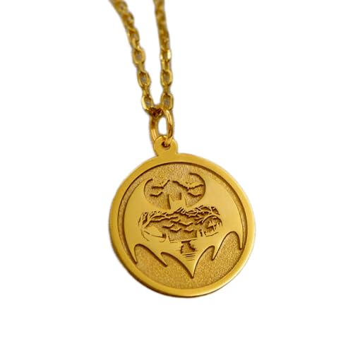 Halskette aus 925er Sterlingsilber| 22 mm 18 Zoll Kette Fledermaus-Halskette – gotischer Fledermaus-Anhänger Halloween-Charm-Schmuck Vampir-Schutzamulett für ihn Schmuck mit Vergoldung L_01944 von LKBEADS