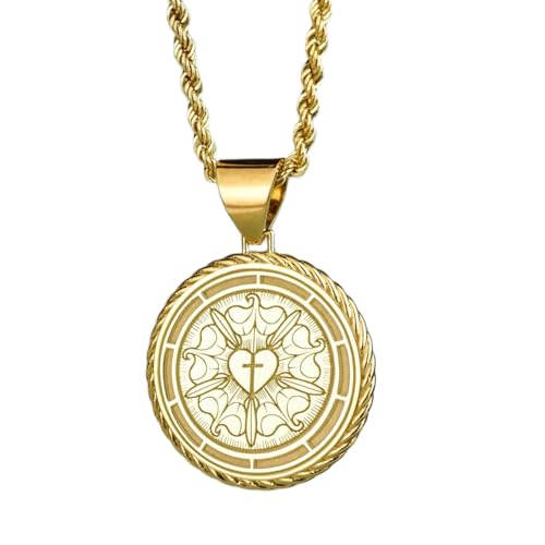 Halskette aus 925er Sterlingsilber| 22 mm| 45|7 cm lange Kette| Lutherrose| christlicher Schmuck lutherischem Kreuz| religiös oder für ihn| Reformationssymbol| handgefertigt| vergoldet| LG_00395 von LKBEADS