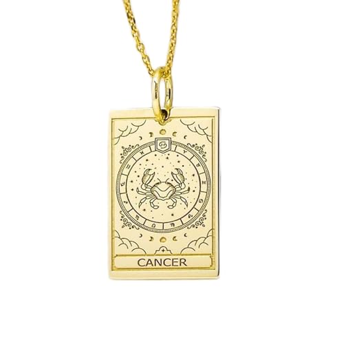 Halskette aus 925er Sterlingsilber| 24 x 16 mm| 45|7 cm lange Kette| Tarot-Quadrat| Sternzeichen-Anhänger| Sternzeichen-Charm| Schmuck mit Sternzeichenmonat| handgefertigt| vergoldet| LG_00178 von LKBEADS