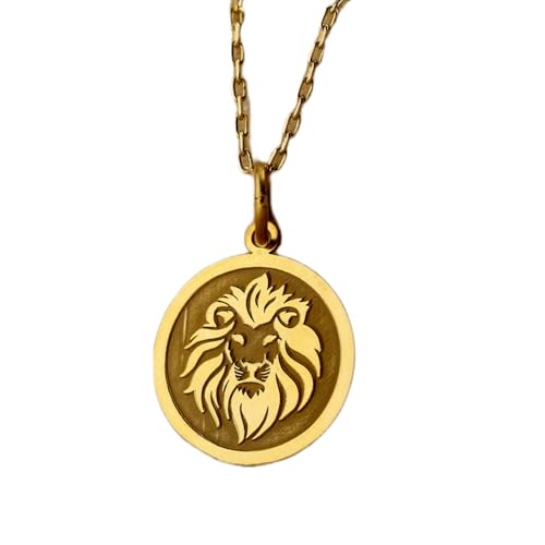 Halskette aus 925er Sterlingsilber| 26 mm| 45|7 cm Kette| Löwenhalskette| afrikanischer Löwe| Scheibe Löwenkopf| Tierhalskette Geschenk| handgefertigt| Vergoldung| L_01LG_005 von LKBEADS