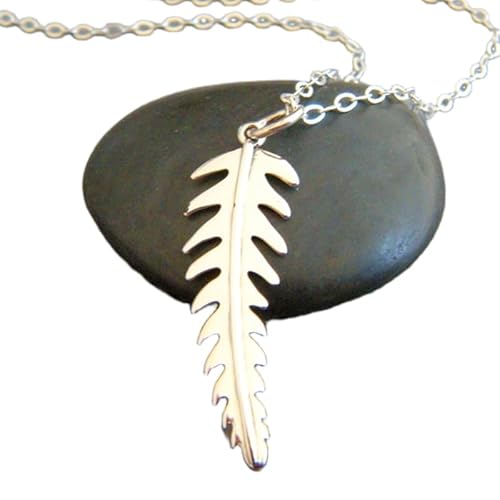 Halskette aus 925er Sterlingsilber mit Farnblatt, kleiner tropischer Pflanzenanhänger, Urlaubserinnerung, schlichter Naturanhänger, zierlicher Schmuck für jeden Tag, Geschenk für sie | mit 45,7 cm von LKBEADS