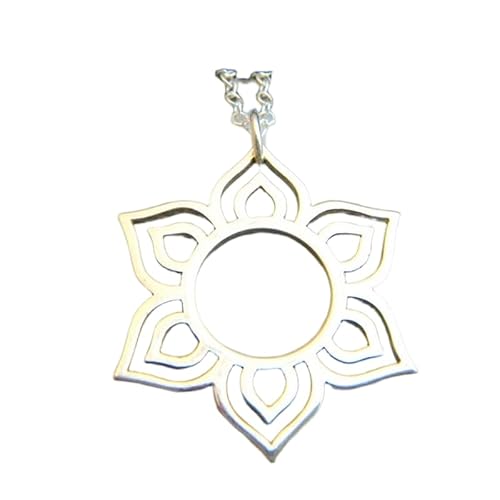 Halskette aus 925er Sterlingsilber mit Lotusblüte, 3,8 cm Yoga-Sonnenanhänger, orientalische Blume, Zen-Yogi-Schmuck, schlichter Boho-Charm. Geschenk für sie | mit 45,7 cm Kette | versilbert | 0484 von LKBEADS