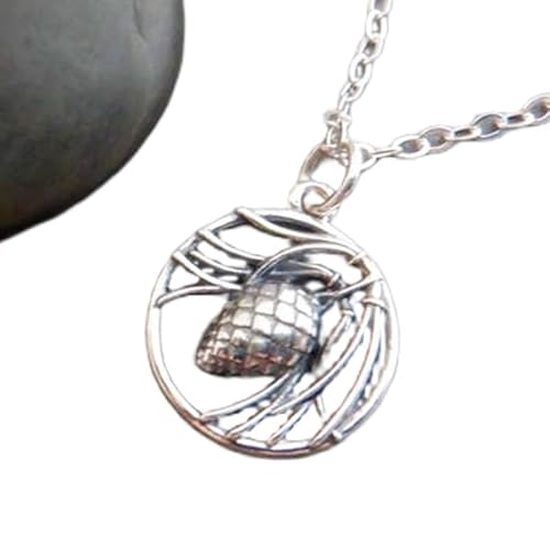 Halskette aus 925er Sterlingsilber mit Tannenzapfennadeln|Kleiner Tannenzapfen-Anhänger|Geschenk für Wanderer mit Motiv aus Erde, Natur, Wald, Baum|Natürlicher immergrüner Schmuck | mit 45,7 cm | von LKBEADS