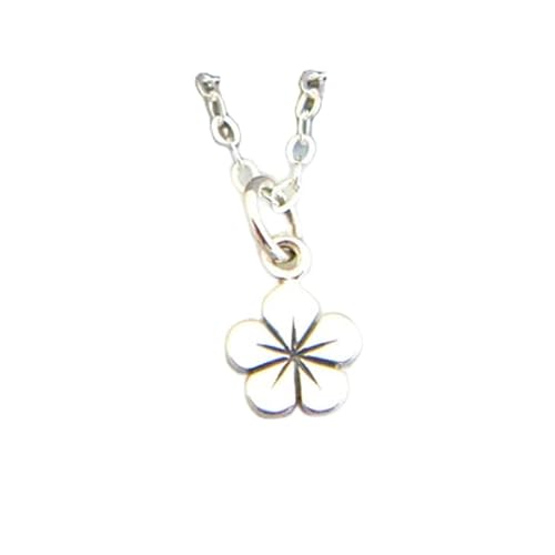 Halskette aus 925er Sterlingsilber mit tropischer Blume, Super Plumeria, Hibiskus, zierlicher Schmuck, zierlicher Charm, zarter Anhänger für jeden Tag, Geschenk für sie | mit 45,7 cm | versilbert | von LKBEADS