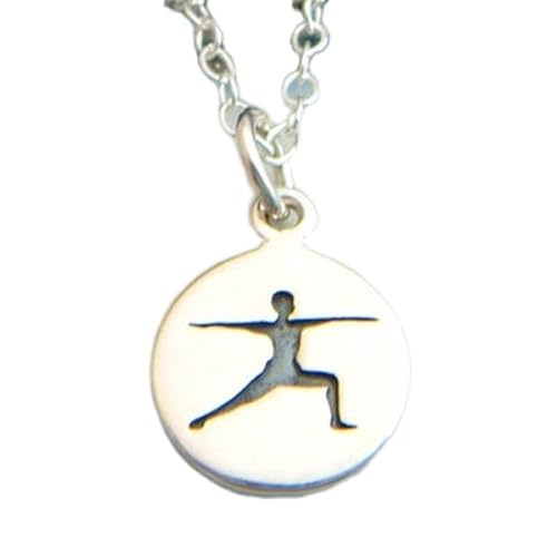 Halskette mit Kriegerpose aus 925er Sterlingsilber|Kleiner Yoga-Anhänger|Yogi-Anhänger|Geschenk für sie|Schlichter, zierlicher und zarter Zen-Schmuck für jeden Tag|| Mit 45,7 cm | versilbert | 0531 von LKBEADS