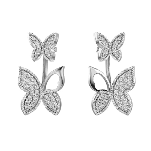 Hübsche Schmetterlingsohrringe aus 925er Sterlingsilber | Versilberung, Nr. Stein: 72, Edelsteingröße: 0,1 mm | Gewicht: 0,41 Karat, Form: rund | 5,082 Gramm | LKE_W_00251 von LKBEADS