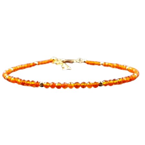 Karneol, 2 mm, runde Form, facettierte Schliffperlen, 17,8 cm, verstellbarer vergoldeter Verschluss, Armband für Männer und Frauen | LK_STACK_01822 Karneol, 2 mm, runde Form, facettierte Schliffperlen, 17,8 cm, verstellbarer vergoldeter Verschluss, Armband für Männer und Frauen | LK_STACK_01822 von LKBEADS