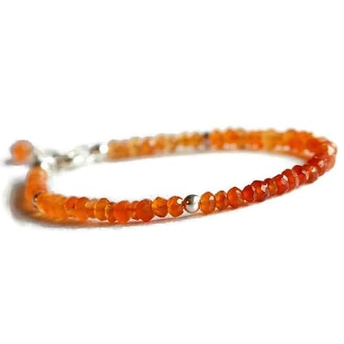Karneol, 3,5 mm, Rondellform, facettierte Perlen, 17,8 cm, verstellbarer versilberter Verschluss, Armband für Männer und Frauen | LK_STACK_01775 Karneol, 3,5 mm, Rondellform, facettierte Perlen, 17,8 cm, verstellbarer versilberter Verschluss, Armband für Männer und Frauen | LK_STACK_01775 von LKBEADS