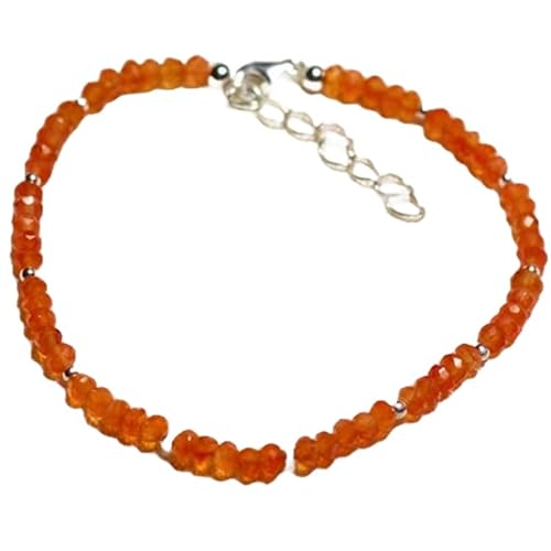 Karneol, 3,5 mm, Rondellform, facettierte Perlen, 17,8 cm, verstellbarer versilberter Verschluss, Armband für Männer und Frauen | LK_STACK_01776 Karneol, 3,5 mm, Rondellform, facettierte Perlen, 17,8 cm, verstellbarer versilberter Verschluss, Armband für Männer und Frauen | LK_STACK_01776 von LKBEADS