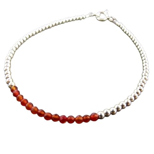 Karneol, 3 mm, runde Form, facettierte Schliffperlen, 17,8 cm, versilberter Verschluss, Armband für Männer und Frauen | LK_STACK_01853 Karneol, 3 mm, runde Form, facettierte Schliffperlen, 17,8 cm, versilberter Verschluss, Armband für Männer und Frauen | LK_STACK_01853 von LKBEADS