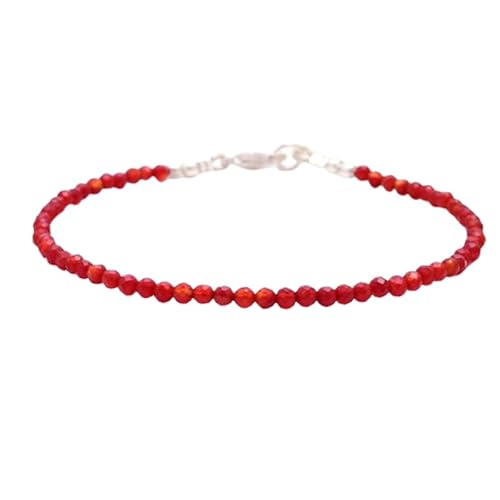 Karneol, 3 mm, runde Form, facettierte Schliffperlen, 17,8 cm, verstellbarer versilberter Verschluss, Armband für Männer und Frauen | LK_STACK_01847 Karneol, 3 mm, runde Form, facettierte Schliffperlen, 17,8 cm, verstellbarer versilberter Verschluss, Armband für Männer und Frauen | LK_STACK_01847 von LKBEADS