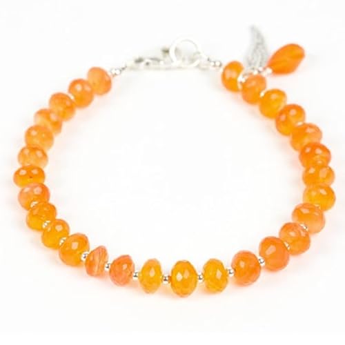 Karneol, 4–4,5 mm, Rondellform, facettierte Perlen, 17,8 cm, versilberter Verschluss, Armband für Männer und Frauen | LK_STACK_01800 Karneol, 4–4,5 mm, Rondellform, facettierte Perlen, 17,8 cm, versilberter Verschluss, Armband für Männer und Frauen | LK_STACK_01800 von LKBEADS