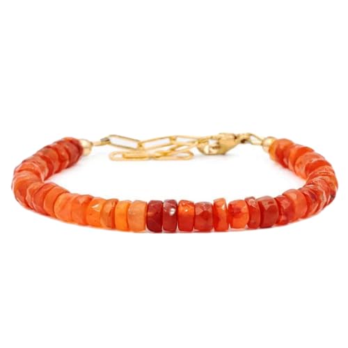 Karneol, 4–4,5 mm, Rondellform, facettierte Perlen, 17,8 cm, verstellbarer vergoldeter Verschluss, Armband für Männer und Frauen | LK_STACK_01799 Karneol, 4–4,5 mm, Rondellform, facettierte Perlen, 17,8 cm, verstellbarer vergoldeter Verschluss, Armband für Männer und Frauen | LK_STACK_01799 von LKBEADS