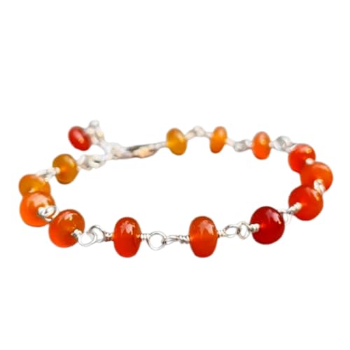 Karneol, 8 mm, Rondellform, glatt geschliffene Perlen, 17,8 cm, verstellbarer versilberter Verschluss, Armband für Männer und Frauen | LK_STACK_01809 Karneol, 8 mm, Rondellform, glatt geschliffene Perlen, 17,8 cm, verstellbarer versilberter Verschluss, Armband für Männer und Frauen | LK_STACK_01809 von LKBEADS