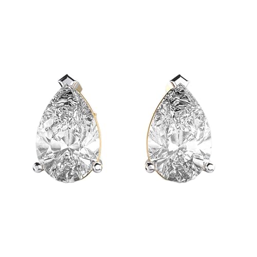 Klassische Ohrstecker in Birnenform aus 925er Sterlingsilber | Vergoldung | Steinzahl 2 | Edelsteingröße 1,00–1,49 mm | Gewicht 3 Karat | Form: Birne | 3,8 Gramm | LKE_G_00187 von LKBEADS