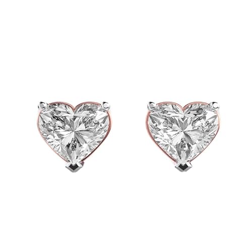Klassische Ohrstecker in Herzform aus 925er Sterlingsilber | Roségold-Beschichtung | Steinzahl 2 | Edelsteingröße 2,00–2,99 mm | Gewicht 4 Karat | Herzform 4,1 Gramm | LKE_R_00065 von LKBEADS