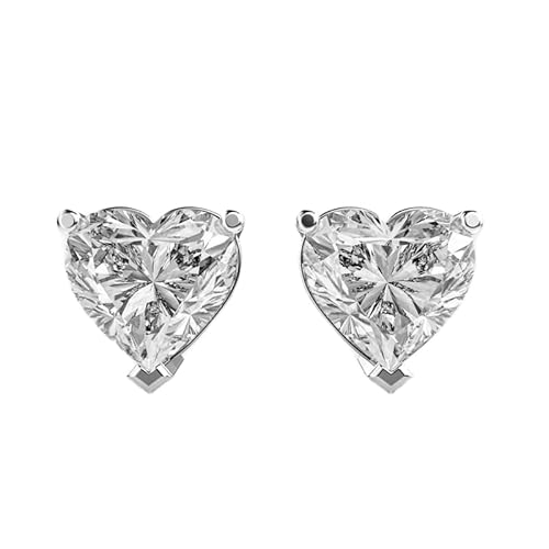 Klassische Ohrstecker in Herzform aus 925er Sterlingsilber | Versilberung, Nr. Stein: 2, Edelsteingröße: 3,00–3,99 mm | Gewicht: 6 Karat, Herzform: 5,5 Gramm | LKE_W_00254 von LKBEADS