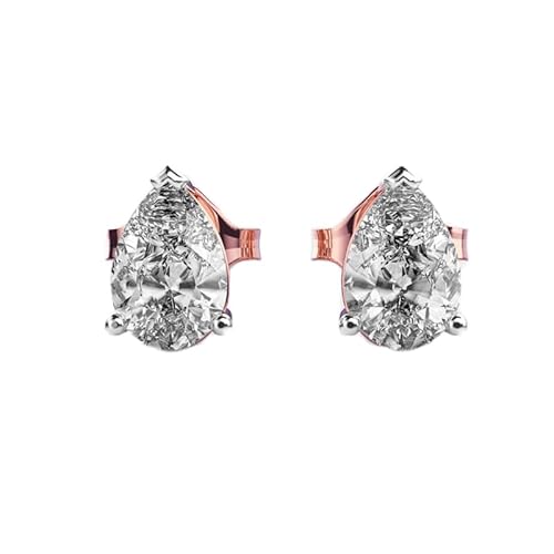Klassische Ohrstecker in Tropfenform aus 925er Sterlingsilber | Roségoldbeschichtung | Steinzahl 2 | Edelsteingröße 0,50–0,69 mm | Gewicht 1 Karat | Form: Tropfenform | 2,5 Gramm | LKE_R_00226 von LKBEADS