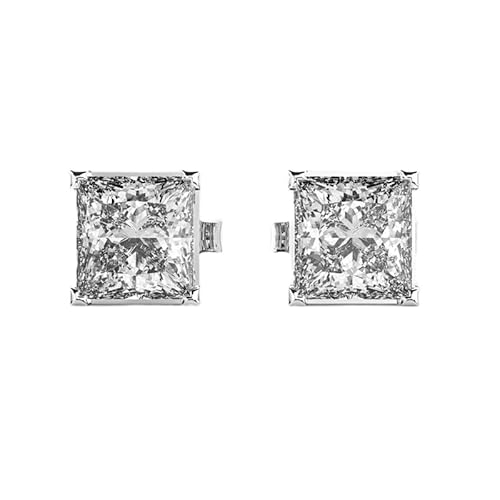 Klassische Solitär-Ohrstecker im Prinzessinnen-Design aus 925er Sterlingsilber | Versilberung, Nr. Stein: 2, Edelsteingröße: 0,50–0,69 mm | Gewicht: 1 Karat, Form: Prinzessin, 2,7 Gramm || W_00043 von LKBEADS