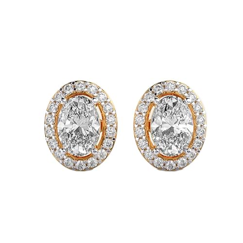 Klassische ovale Ohrstecker aus 925er Sterlingsilber | Vergoldung | Anzahl der Steine: 38 | Edelsteingröße: 0,10–0,069 mm | Gewicht: 1,28 Karat | Form: rund und oval | 4,356 Gramm | • Luxus • G_00003 von LKBEADS