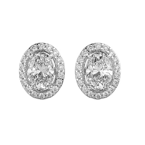 Klassische ovale Ohrstecker aus 925er Sterlingsilber | Versilberung, Anzahl der Steine: 38, Edelsteingröße: 0,10–0,069 mm | Gewicht: 1,28 Karat, Form: rund und oval | 4,356 Gramm | • Luxus • W_00003 von LKBEADS
