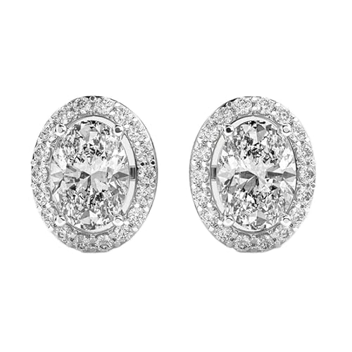 Klassische ovale Ohrstecker aus 925er Sterlingsilber | Versilberung, Nr. Stein: 38, Edelsteingröße: 0,01–1,49 mm | Gewicht: 2,45 Karat, Form: rund und oval | 5,12 Gramm | LKE_W_00132 von LKBEADS