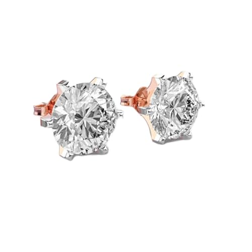 Klassische runde Ohrstecker aus 925er Sterlingsilber | Roségoldbeschichtung | Steinzahl 2 | Edelsteingröße 2,00–2,99 mm | Gewicht 5 Karat | Form rund | 5,603 Gramm | LKE_R_00167 von LKBEADS