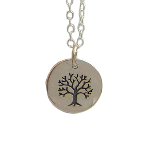 Kleine Halskette mit Lebensbaum aus 925er Sterlingsilber. Naturschmuck. Schlicht, spirituell. Zart. Alltäglich. Zierlicher Schmuck. Geschenk für sie | mit 45,7 cm langer Kette | versilbert | von LKBEADS