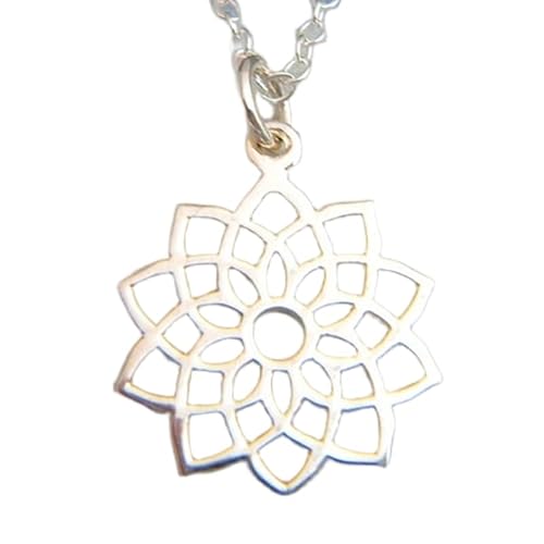 Kronenchakra-Halskette aus 925er Sterlingsilber|Kleiner Yoga-Anhänger|Schlichter Yogi-Anhänger|Geschenk für sie|Schlichter, zierlicher Zen-Schmuck für jeden Tag | mit 45,7 cm | versilbert | 0541 von LKBEADS