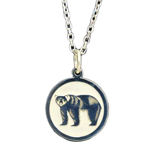 LKBEADS 925 Sterling Silber | Bären-Charm-Halskette | Familie | mit 18 Zoll Kettenstift. Größe: 24 mm | Grizzlybär-Medaillon, Tierschmuck, versilbert, Unisex | LKRPS_00266 von LKBEADS