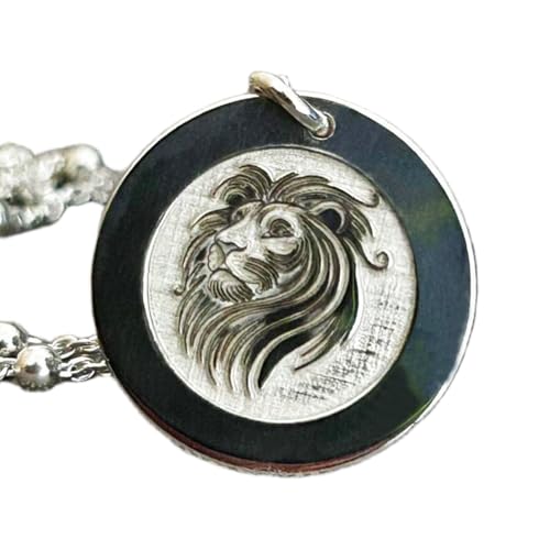 LKBEADS 925 Sterling Silber | Löwe-Halskette für Männer | Löwenanhänger | mit 18-Zoll-Kettenstift. Größe: 24 mm | Löwe-Charm-Horoskop, versilbert, handgefertigter Unisex-Schmuck | LKRPS_00329 von LKBEADS