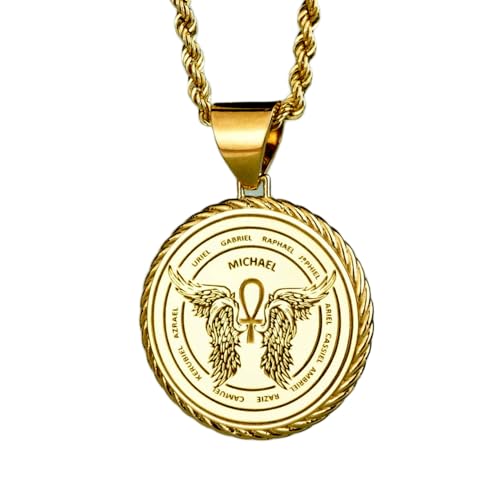 LKBEADS 925 Sterling Silber Luxus Anhänger 22mm, Ohne Kette, Erzengel, Engel Schutz Schmuck, Schutzengel Amulett, Ankh mit Flügeln Charm, Religiös, vergoldet Handgefertigt|LK_OPC_00382 von LKBEADS