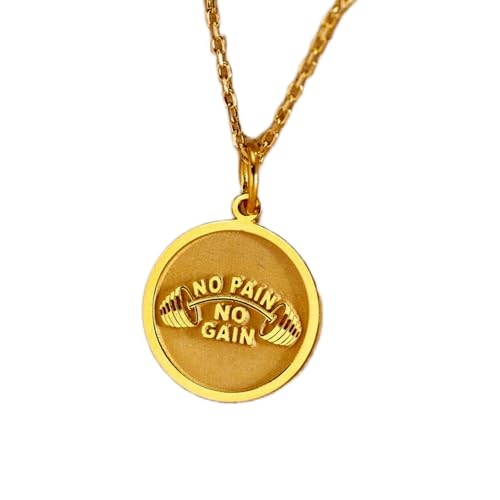 LKBEADS 925 Sterling Silber Luxus Anhänger 24mm, Ohne Kette, No Pain Gain, Gym, Motivation, vergoldeter handgefertigter Schmuck|LK_OPC_01340 von LKBEADS