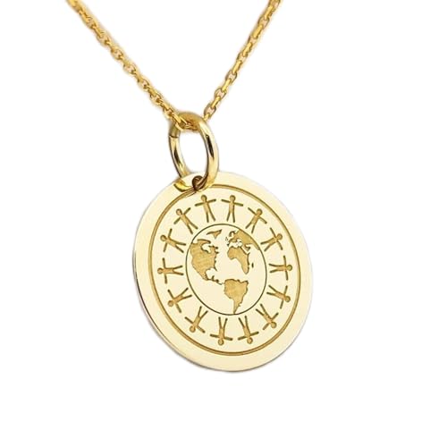 LKBEADS 925 Sterling Silber Luxus Anhänger 25mm, Ohne Kette, Weltfrieden, Menschen auf der Erde, Charm, Münzschmuck, Symbol, vergoldet Handgefertigt|LK_OPC_00028 von LKBEADS