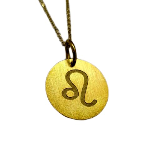 LKBEADS 925 Sterling Silber Luxus Anhänger 25mm, ohne Kette, Sternzeichen Löwe, gravierter Charm, Abschluss, Scheibe, zierlich, vergoldet|LK_OPC_00918 von LKBEADS