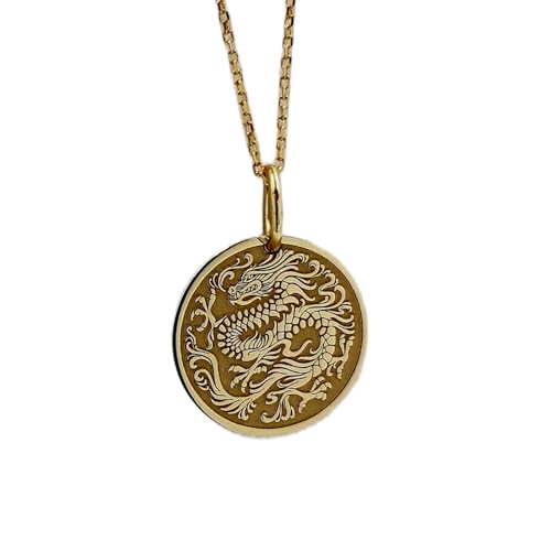 LKBEADS 925 Sterling Silber Luxus Anhänger 26mm, Ohne Kette, Chinesischer Drache, Mythologie, Antiker Schmuck, Sternzeichen Charm, vergoldet Handgefertigt|LK_OPC_00563 von LKBEADS