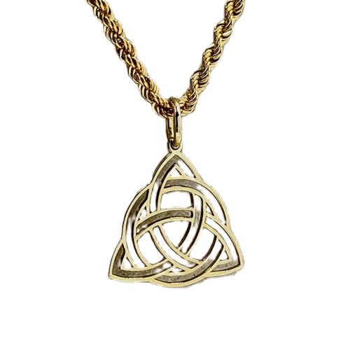 LKBEADS 925 Sterling Silber Luxus Anhänger 26x15mm, ohne Kette, Triquetra, keltischer Knoten, Dreifaltigkeitsschmuck, Charm, religiöse Gravur, vergoldet|LK_OPC_00758 von LKBEADS