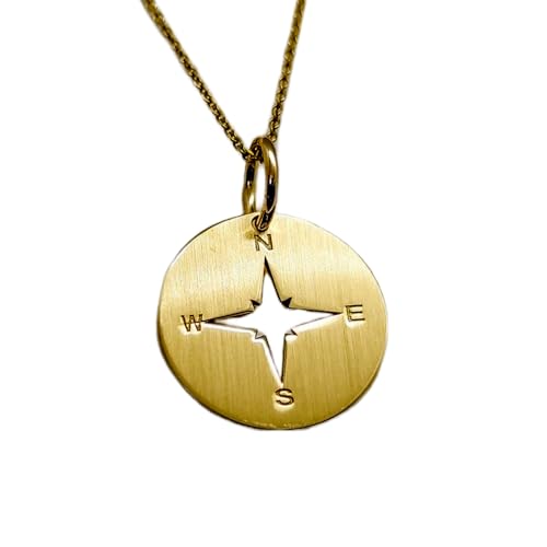 LKBEADS 925 Sterling Silber Luxus Anhänger 28mm, Ohne Kette, Kompass, Gelb, Graviert, Reisender, Reisen, Nordstern, vergoldet Handgefertigter Schmuck|LK_OPC_00626 von LKBEADS